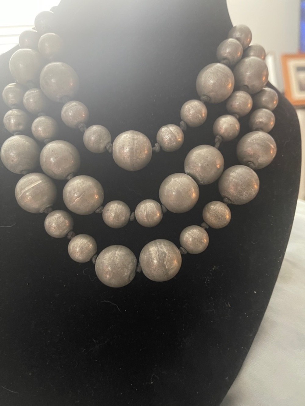 Statement Multi-Strand Gray Beaded Necklace - Unbranded